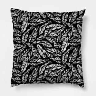 Inverted Black and White Leaves Pillow