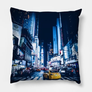 USA New York city street - blue cyberpunk sci fi neon vintage 80s Pillow