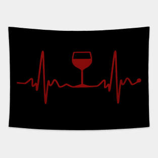 Wine Lover EKG Heartbeat Heart Healthy Red Wine Tapestry