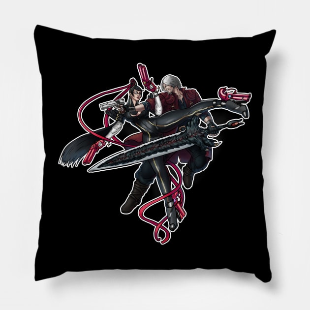 Dante vs Bayonetta Pillow by An_dre 2B