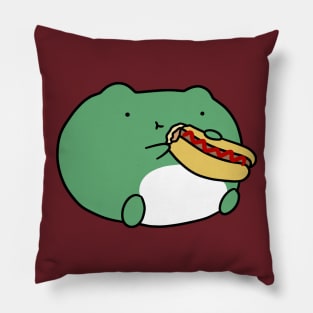 Frog Eating Hotdog Pillow