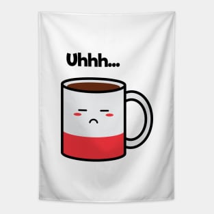 Uhhh... | Coffee | Charging | Low Battery | Cute Kawaii | White Tapestry