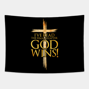 I've Read the Final Chapter God Wins Christian Faith Cross Tapestry