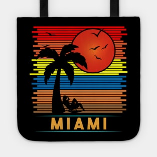 Retro Vintage Miami Beachside Sun Silhouette Tote