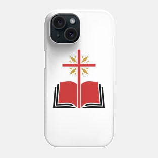 Cross of the Lord Jesus Christ and an open bible. Phone Case