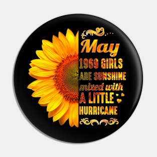 May Girls 1969 Shirt 50th Birthday Sunflower Pin