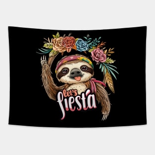 Happy sloth cinco de mayo let's fiesta Tapestry