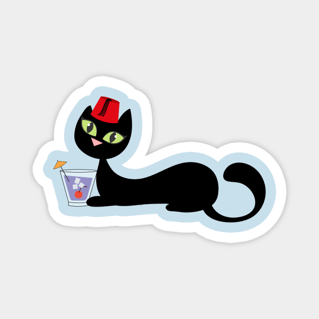 Fez the Tiki Feline Magnet by Atomartanddesigns