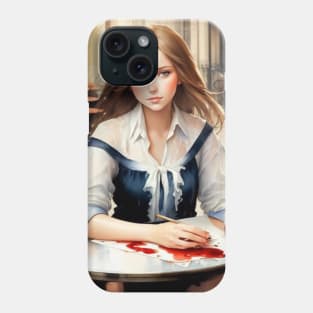 beauitful woman on parisian cafe Phone Case