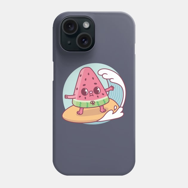 Cute Watermelon Surfing The Waves Funny Phone Case by rustydoodle