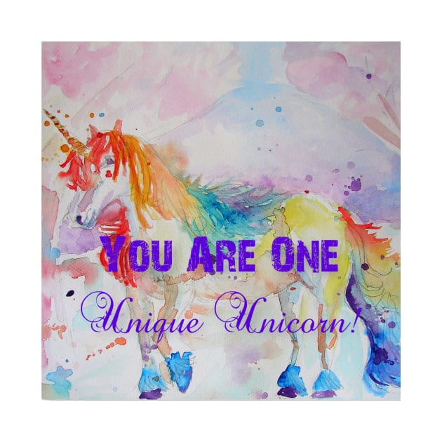 Unicorn Watercolor Painting Unique Quote Rainbow by SarahRajkotwala