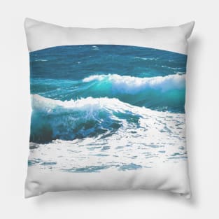 blue white wave design Pillow