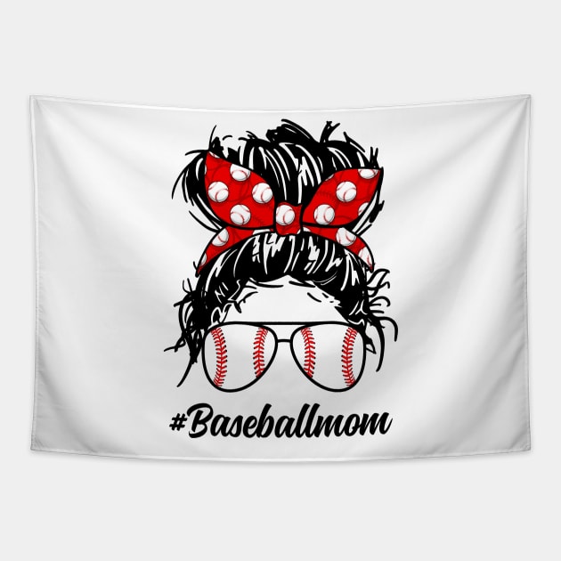 Baseball Mom Mother Day Messy Bun Tapestry by Pelman