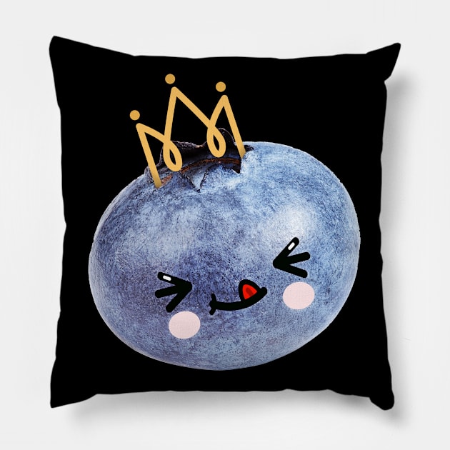 Cute Japanese Blueberry Princess - Anime Kawaii Style Food Pillow by PerttyShirty