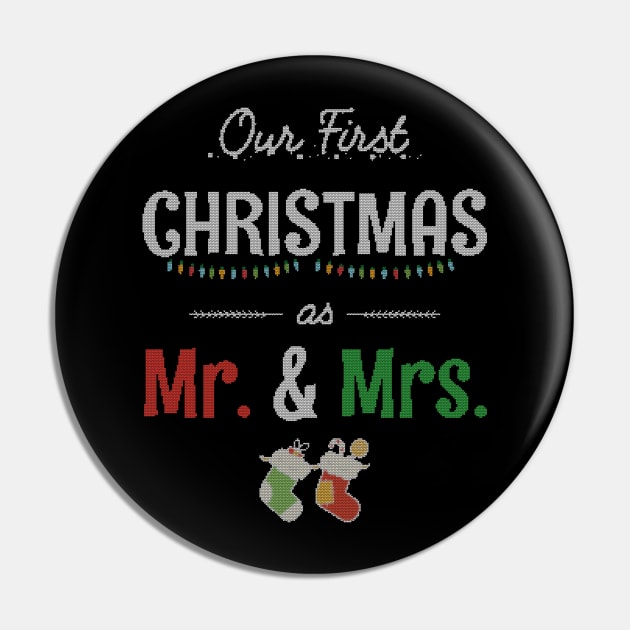 Our First Christmas as Mr and Mrs Ugly 2019 Sweater Knitted Design - Gift Just Married Married Couples Pin by giftideas