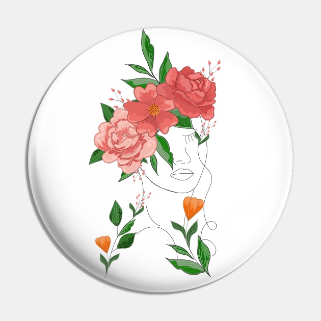 woman face and flowers, botanical art, minimal art, line art Pin by DigitalInDesignGoods