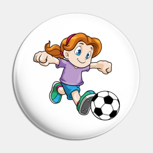 Girl as Soccer player with Soccer ball Pin