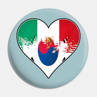 Mexican and South Korean Heart Mix Heritage Flag Pin