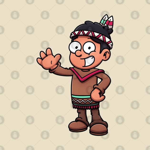 Cartoon Boy In Native American Clothes by TheMaskedTooner