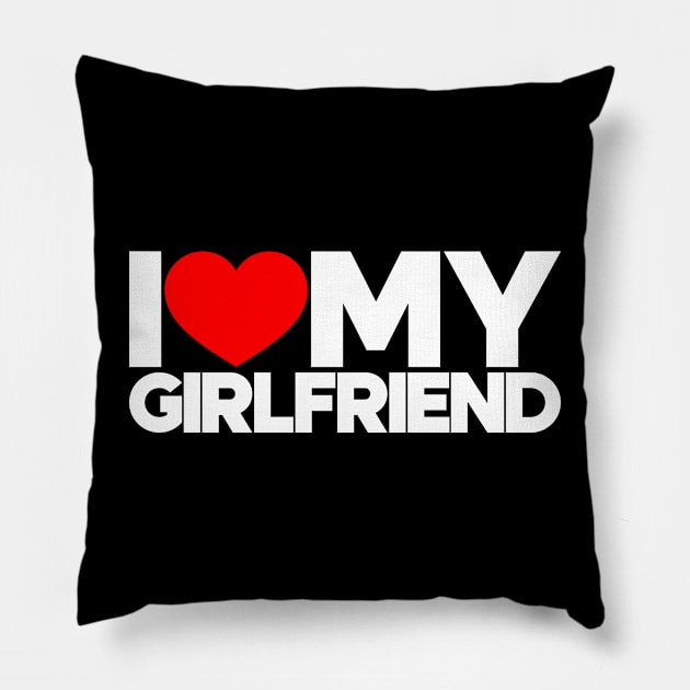 I Love My Girlfriend Red Hearts Love Couple (White) Pillow by Luluca Shirts