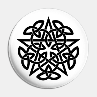 Pentagram. Celtic knot Pin