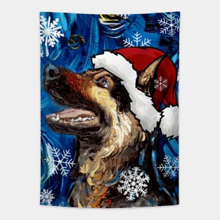 German Shepherd Santa Tapestry