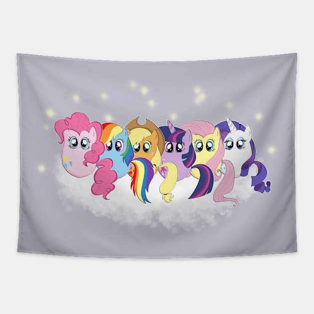 Pony Cloud Line Up Tapestry by laurareid.artist