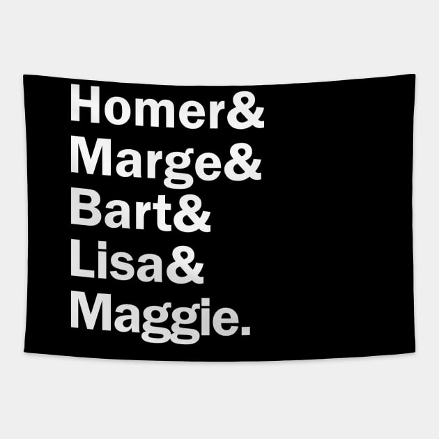 Funny Names x The Simpsons (Homer, Marge, Bart, Lisa, Maggie) Tapestry by muckychris