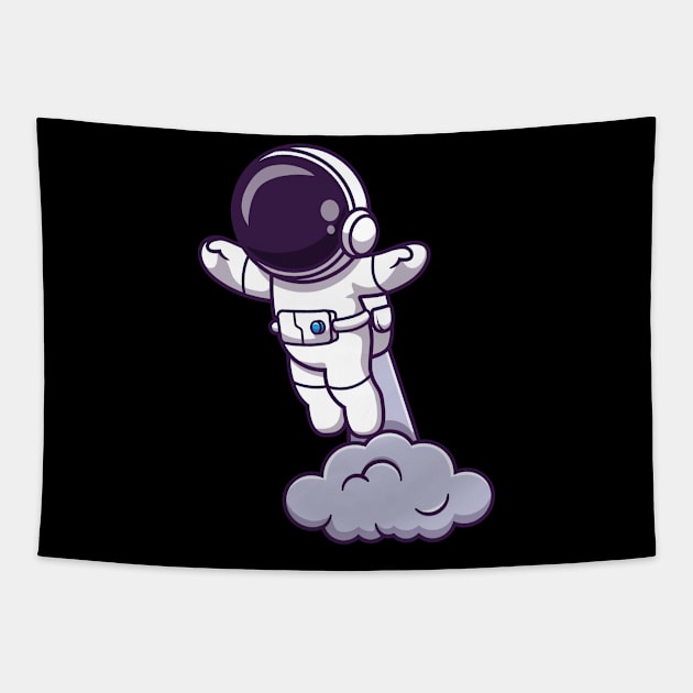 Astronaut Launching On Space Cartoon Tapestry by Catalyst Labs