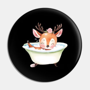 Cute Baby Deer In Bathtub Pin