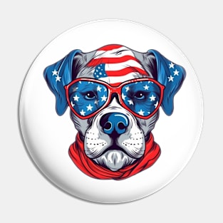 Patriotic Dog, 4th of July Design Pin