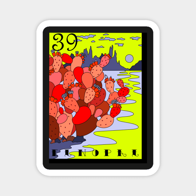 Retro Neon El Nopal Loteria Card Magnet by Msstorey