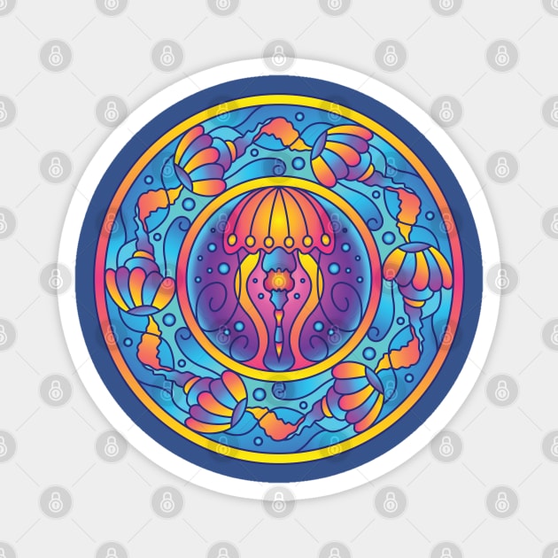 Jellyfish Mandala Magnet by susannefloe