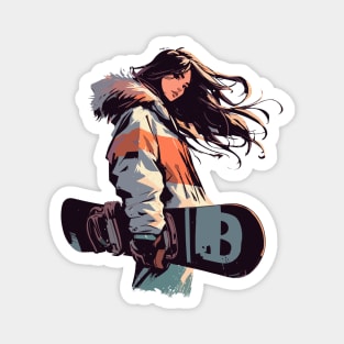 Anime girl snowboarder Magnet