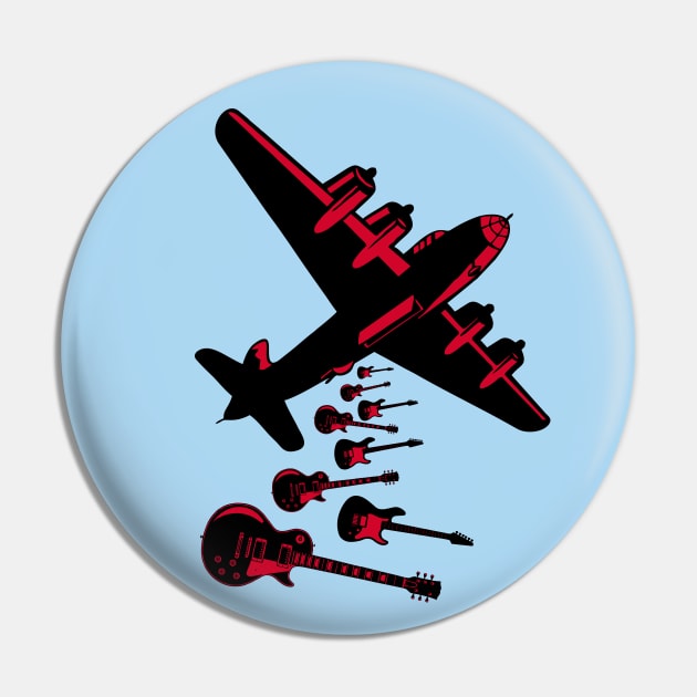 Guitar Bomber Dropping Rock Bombs Pin by DavesTees