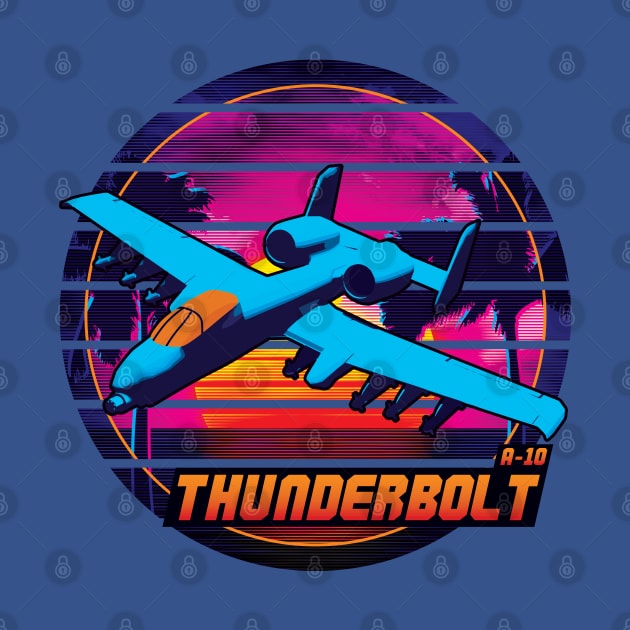 Neon Retro A-10 Thunderbolt by patrickkingart