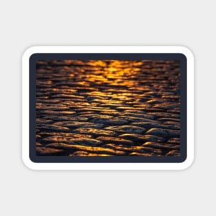 Golden Cobblestone Street at Sunset Magnet