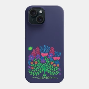 FLOWER BURST Retro Boho Floral Botanical in Bright Purple Pink Blue Green - UnBlink Studio by Jackie Tahara Phone Case