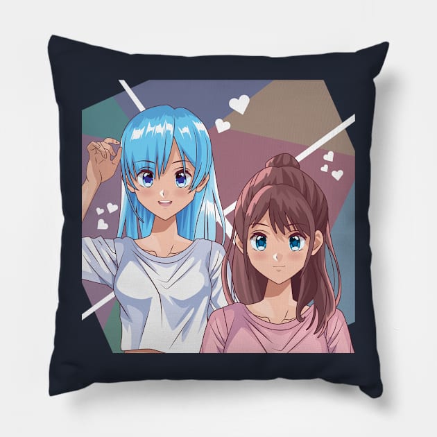 Japanese Anime Manga Girls Design Pillow by Anonic