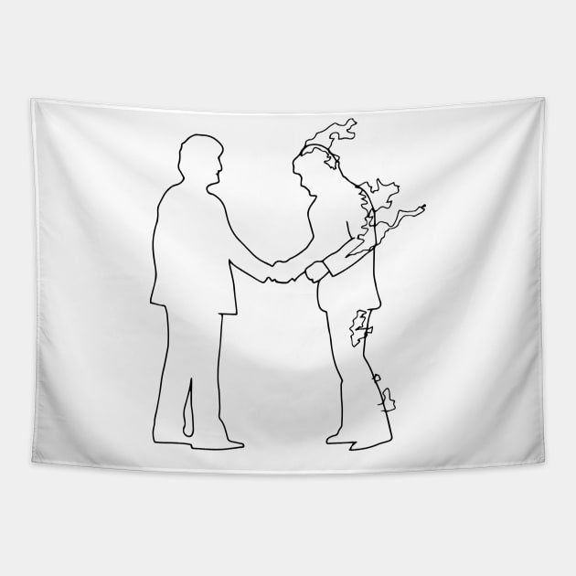 Pink Floyd Wish You Were Here Minimalistic Black on White Tapestry by Irla