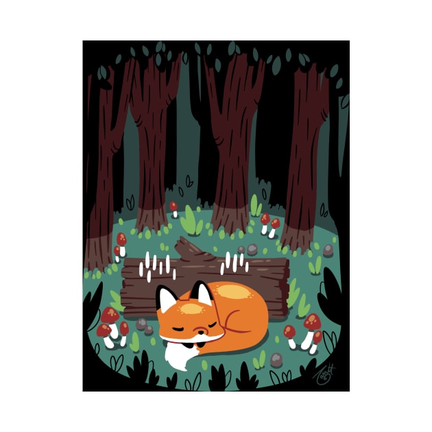 (Greeting Card) Resting Place for a Sleepy Fox by knitetgantt