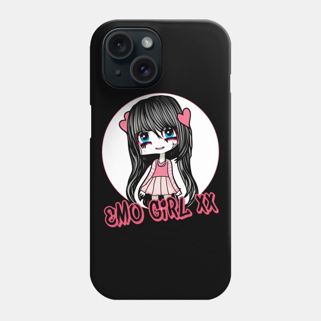 Emo Girl Cute Kawaii Chibi Egirl Punk Fan Phone Case by Gothic Rose Designs