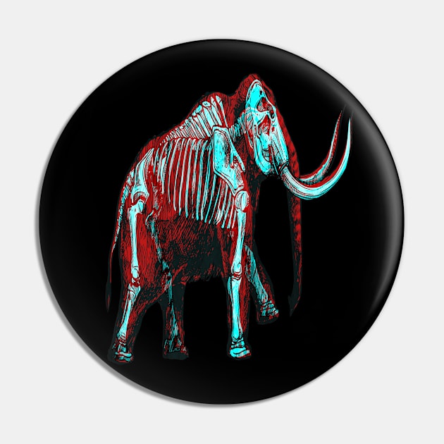 Mammoth Skeleton Interactive Red&Blue Filter T-Shirt Pin by RedAndBlue