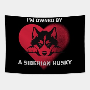 I am Owned by a Siberian Husky Gift for Siberian Husky Lovers Tapestry