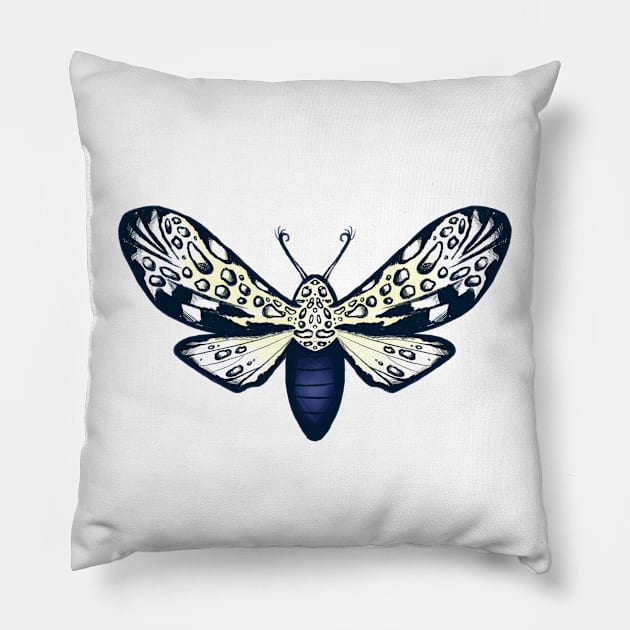 Giant Leopard Moth Sketch Artwork Pillow by livelonganddraw