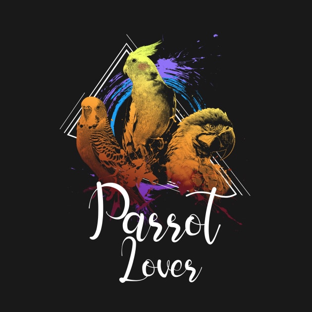 Colorful Rainbow Retro Parrots Lover by BirdNerd