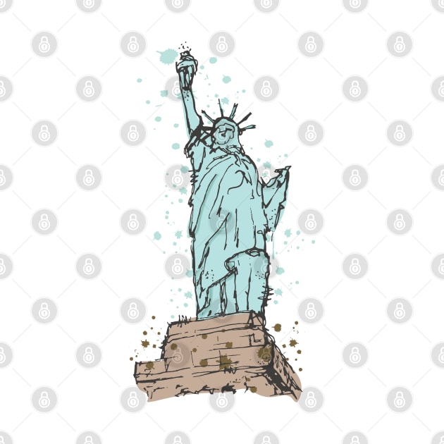 Statue of Liberty watercolor sketch by linespace-001