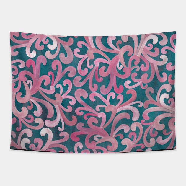 Pink Paisley on Green Tapestry by ToiledeLina