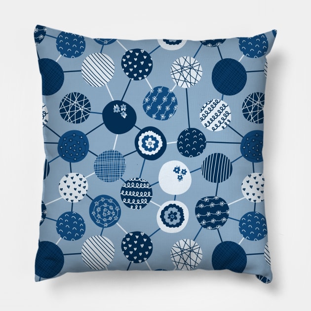 Fun Blue Polka Dots Pillow by Sandra Hutter Designs