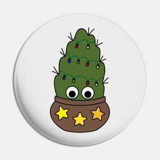 Cute Cactus Design #223: Cactus With Christmas Lights Pin